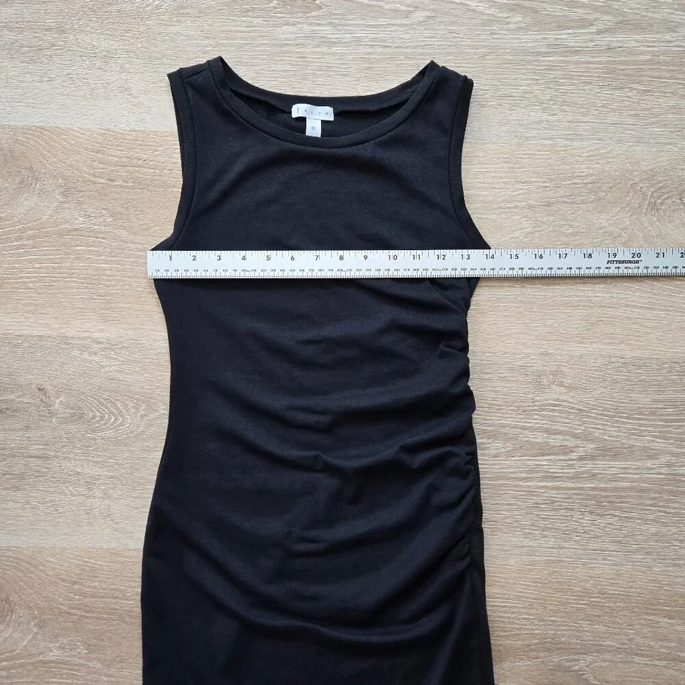 Leith Ruched Bodycon Tank Dress Black Sleeveless Tulip Hem XS Little Black Dress - Picture 10 of 16
